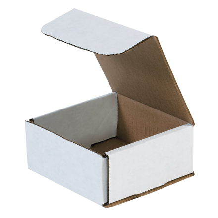 4 <span class='fraction'>3/8</span> x 4 <span class='fraction'>3/8</span> x 2" White Corrugated Mailers